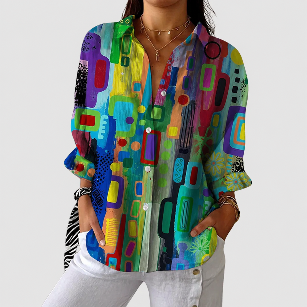 Lightweight and Colorful Printed Blouse