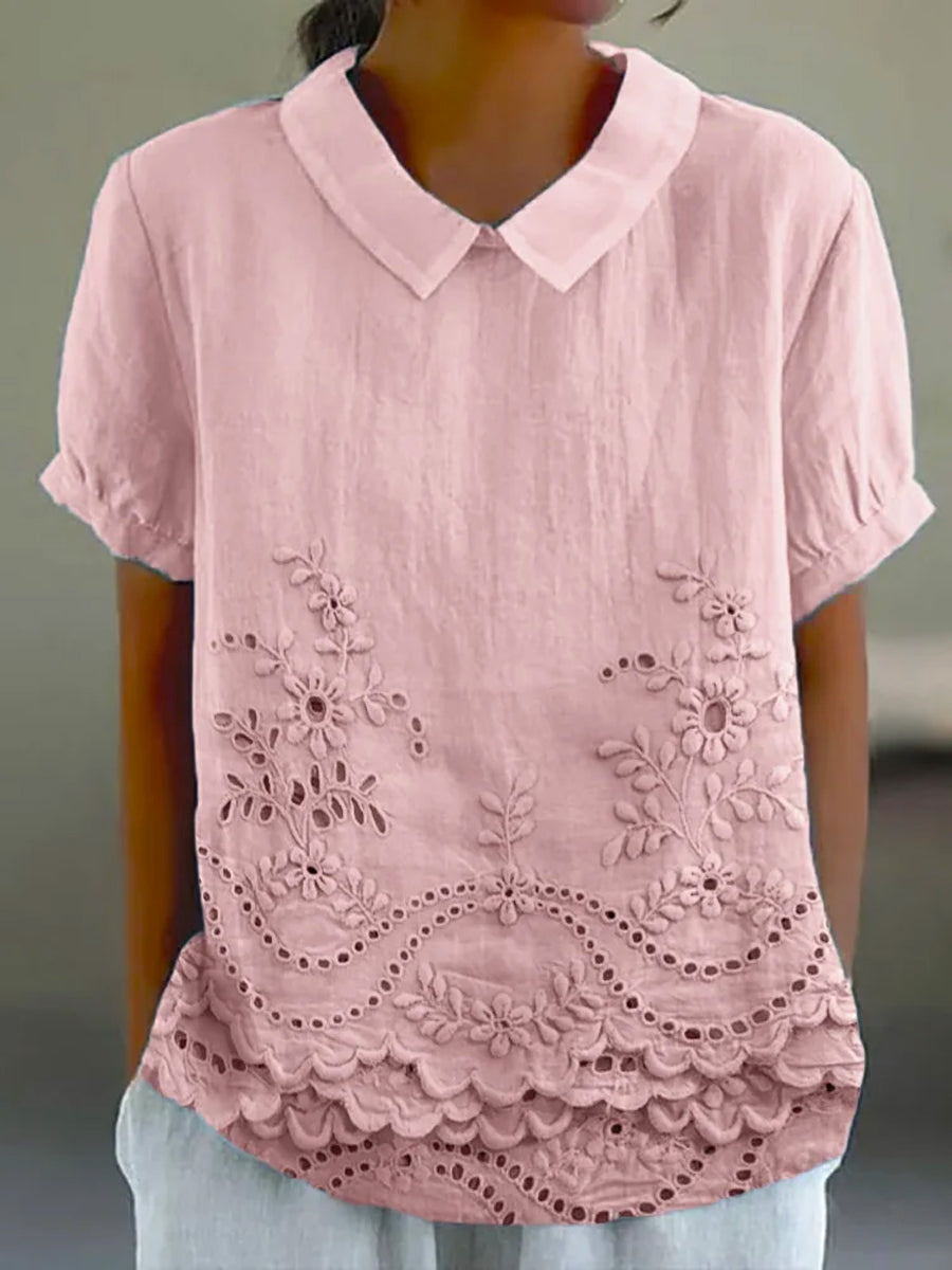 Lily | Embroidered Flower Shirt